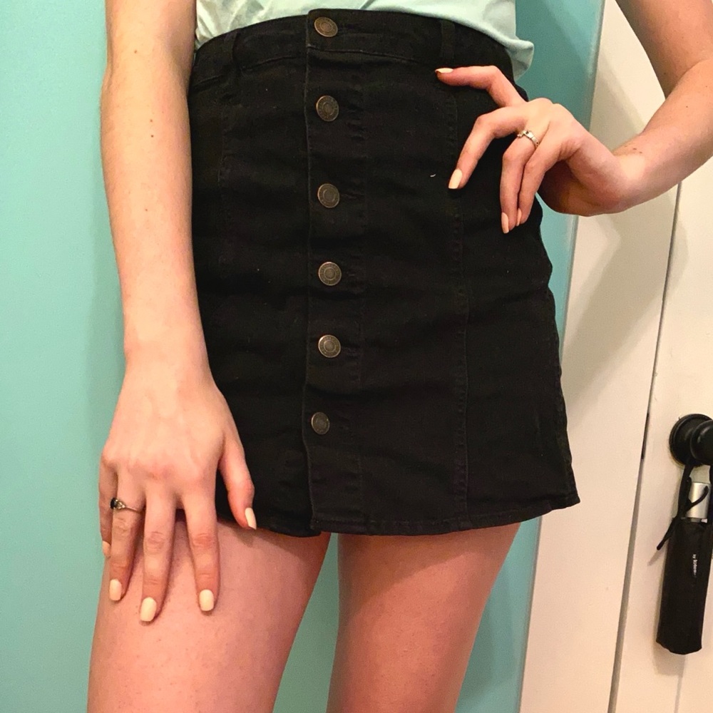 Mossimo Black Demin Button Down Skirt